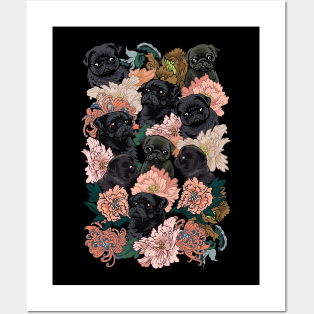 Because Black Pug Wall Art by huebucket